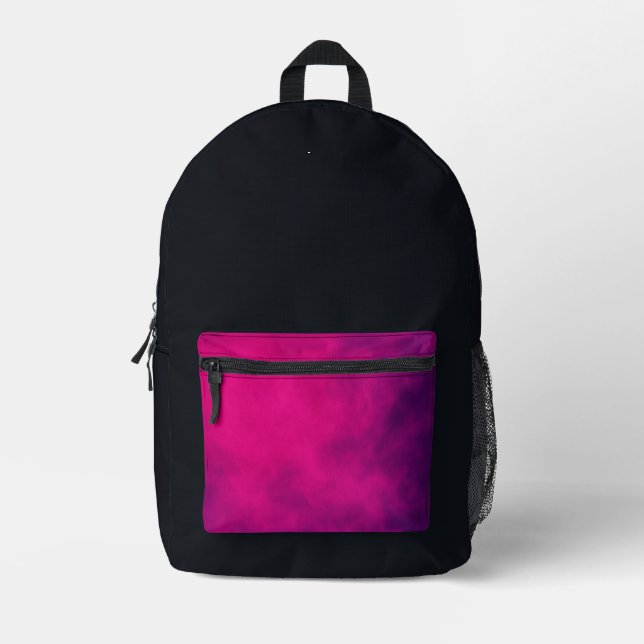Black Backpack with Neon Pink Pocket – Customise (Front)