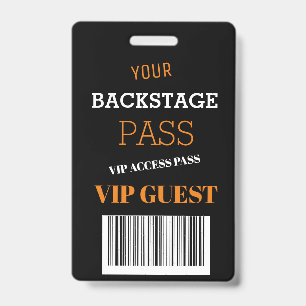 Black Backstage Music Festival Access Pass VIP  ID Badge