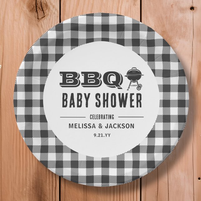 Black Backyard BBQ Baby Shower  Paper Plate (Creator Uploaded)