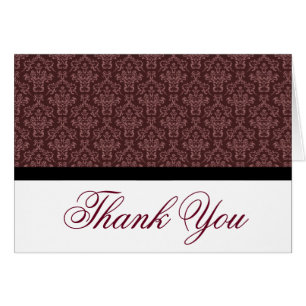 Black Badge Damask Thank you Notes Brown and White
