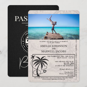 Black Bahamas Passport Wedding Invitation