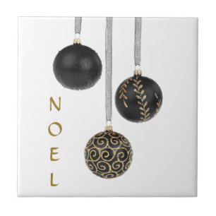 Black Ball Christmas Ornaments Tile