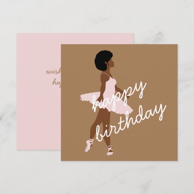 Black ballerina afro ballet dancer birthday Card (Front/Back)