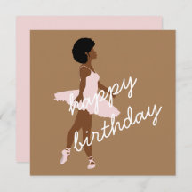 Black ballerina afro ballet dancer birthday Card