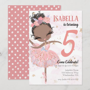 Black Ballerina Birthday Party Invitation