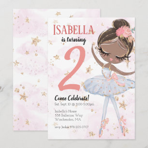 Black Ballerina Birthday Party Invitation