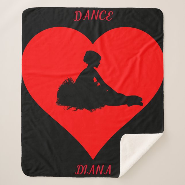 Black Ballerina blanket with a red heart. (Front)