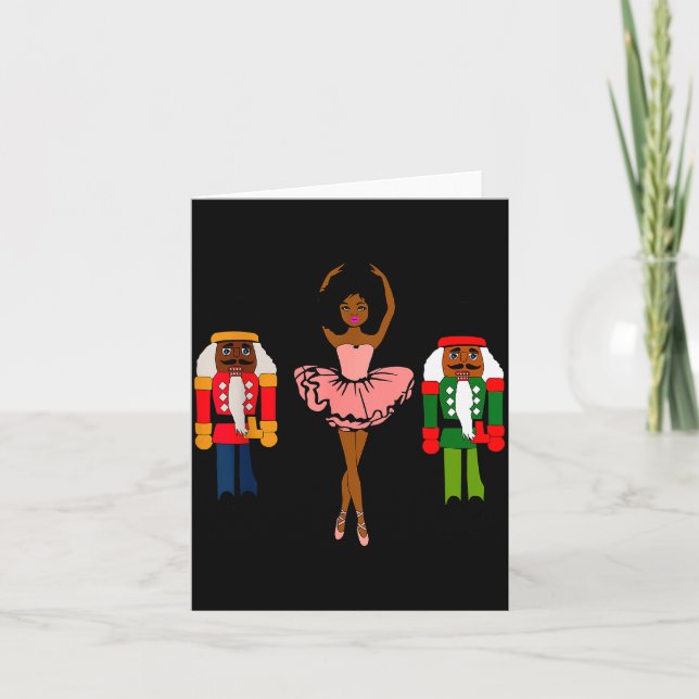 Black Ballerina Christmas Black Nutcracker Xmas Af Card (Front)