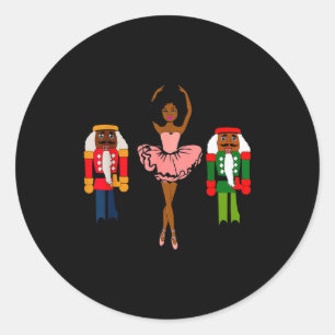 Black Ballerina Christmas Black Nutcracker Xmas Af Classic Round Sticker