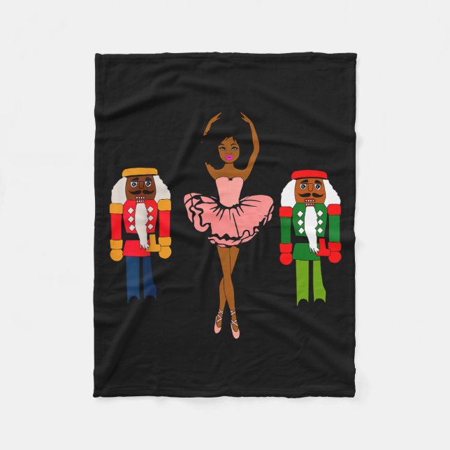 Black Ballerina Christmas Black Nutcracker Xmas Af Fleece Blanket (Front)
