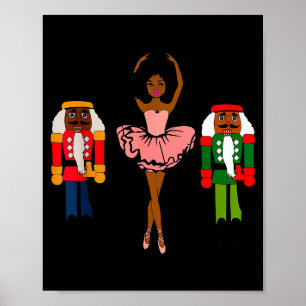 Black Ballerina Christmas Black Nutcracker Xmas Af Poster