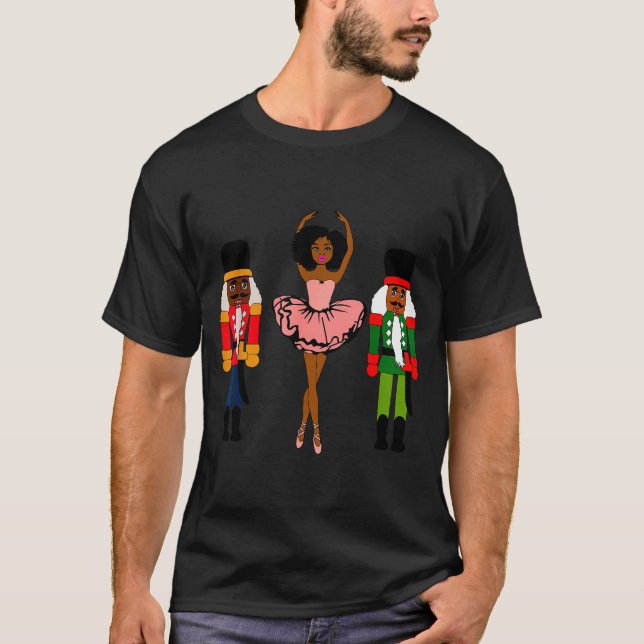 Black Ballerina Christmas Black Nutcracker Xmas Af T-Shirt (Front)