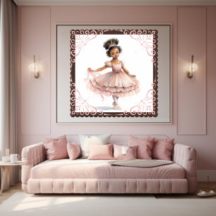 Black Ballerina, Pink Tutu, Pink Crown Poster