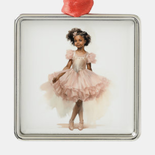 Black Ballerina, Pink Tutu, Pink Headband Metal Tree Decoration