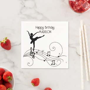 Black Ballerina & Swirl Music Notes Napkins