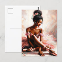 Black Ballerina Wearing Pink Tutu Art