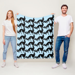 Black Ballet Borzoi Print Plush Fleece Throw Blanket