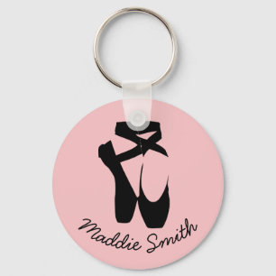 Black ballet pointe shoes key ring