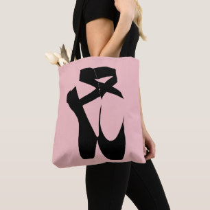 Black ballet  pointe shoes tote bag