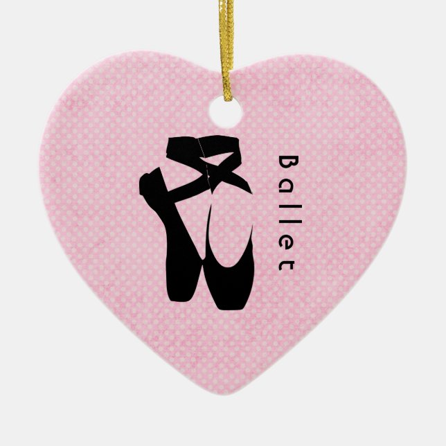 Black Ballet Shoes En Pointe Ceramic Tree Decoration (Front)