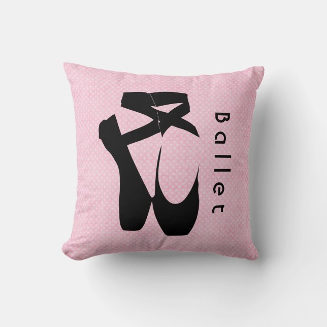 Black Ballet Shoes En Pointe Cushion (Front)