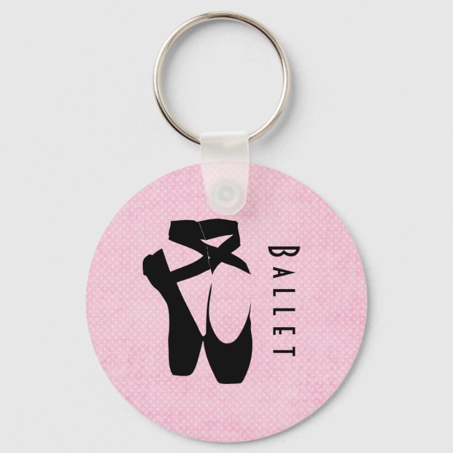 Black Ballet Shoes En Pointe Key Ring (Front)