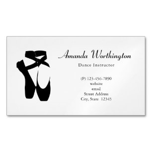 Black Ballet Shoes En Pointe Magnetic Business Card