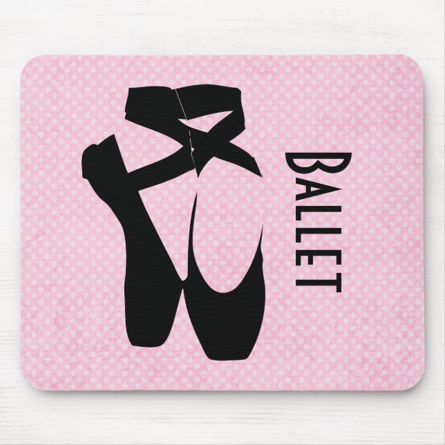 Black Ballet Shoes En Pointe Mouse Mat (Front)
