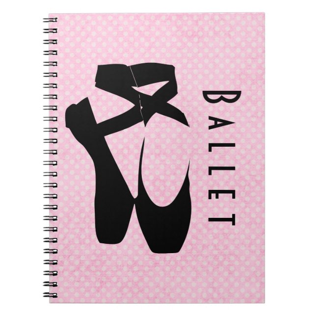 Black Ballet Shoes En Pointe Notebook (Front)