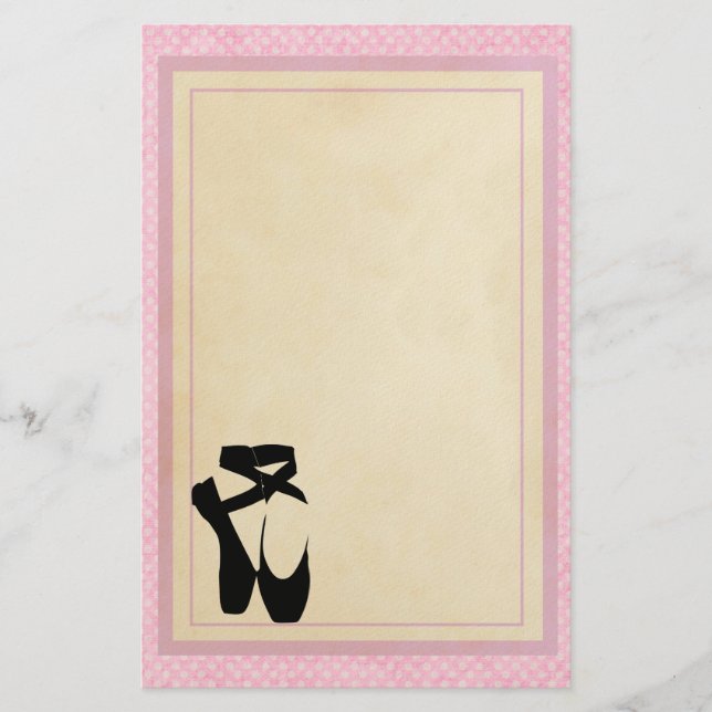 Black Ballet Shoes En Pointe Stationery (Front)