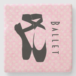 Black Ballet Shoes En Pointe Stone Coaster