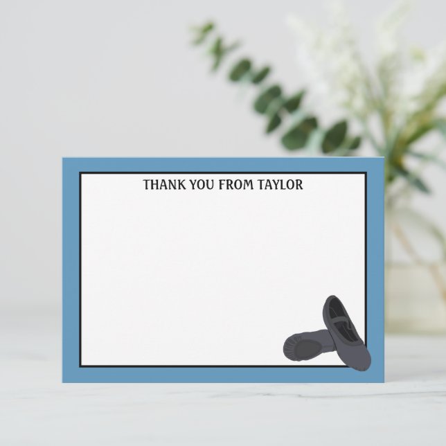 Black Ballet Shoes Personalised Flat Panel Thank You Card (Standing Front)