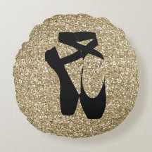 Black Ballet Slippers On Gold Glitter Design