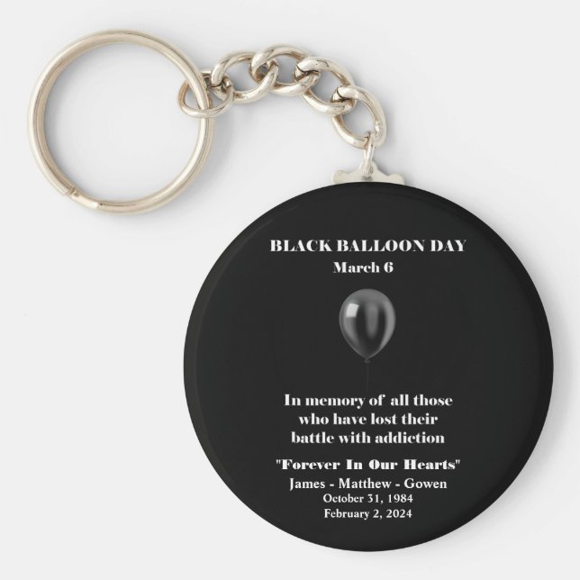 Black Balloon Day Overdose Awareness Addition  Key Ring (Front)