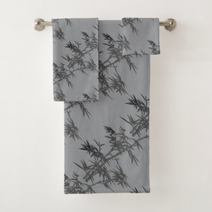 Black Bamboo on Silver Bath Towel Set