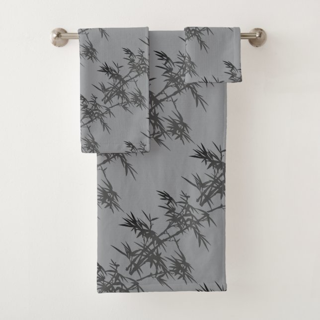 Black Bamboo on Silver Bath Towel Set (Insitu)