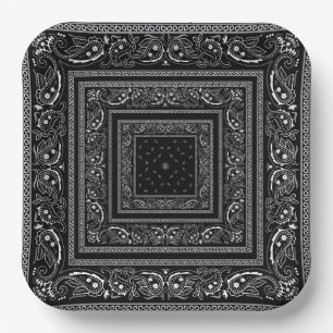 Black Bandanarama Paper Plate