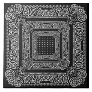 Black Bandanarama Two Bandanna Tile