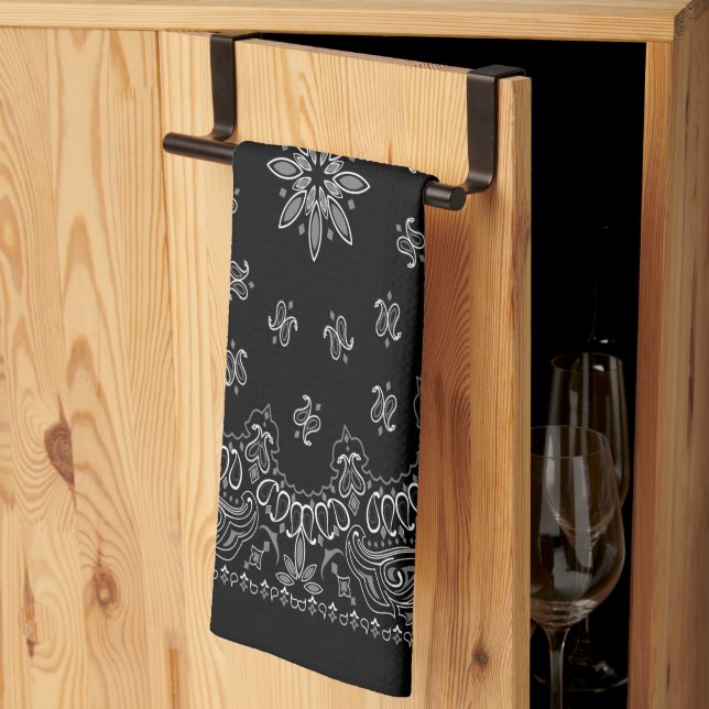 Black Bandanna Kitchen Towel (Thirds Fold)