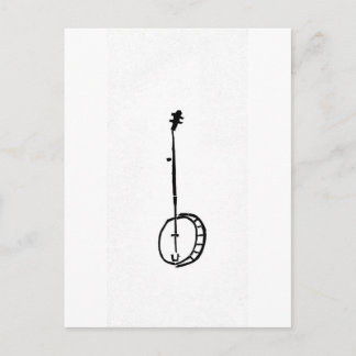 Black Banjo on White Postcard