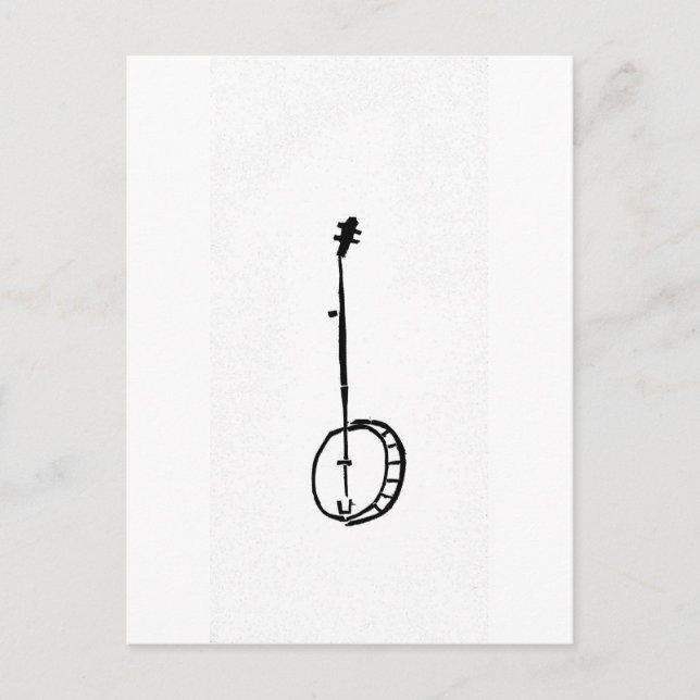 Black Banjo on White Postcard (Front)