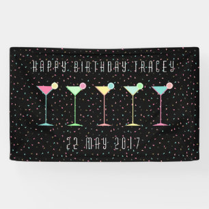 Black Banner, Cocktail Party, Coloured Confetti Banner