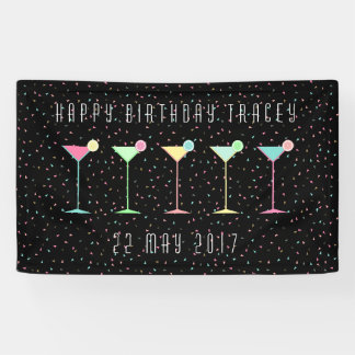 Black Banner, Cocktail Party, Coloured Confetti Banner