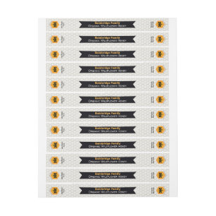 Black Banner Ivory White Honey Jar Lid Label Set