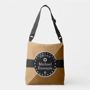 Black Banner & Rectangles - brown + your ideas Crossbody Bag