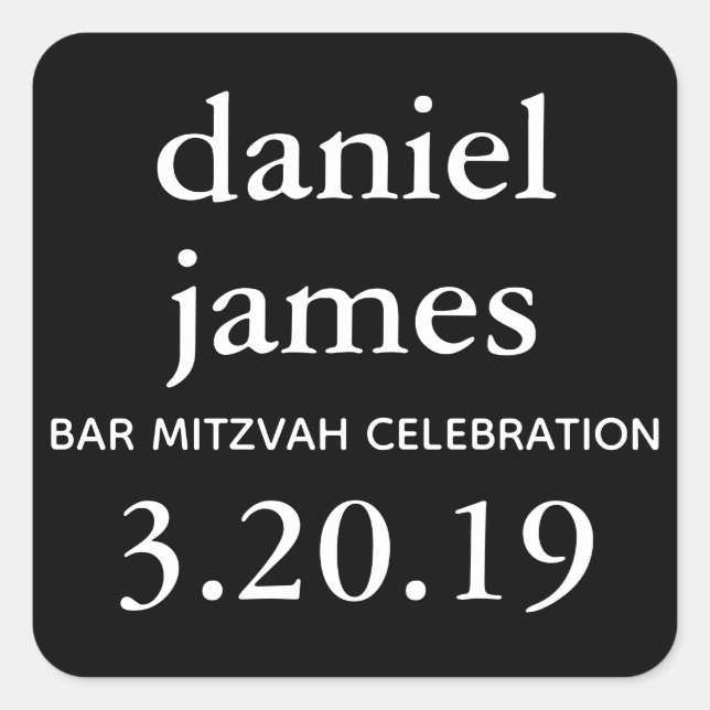 Black Bar Mitzvah Favour Tag (Front)