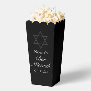 Black Bar Mitzvah Star of David Custom Popcorn Favour Box