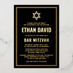 Black bar mitzvah Star of David gold or silver