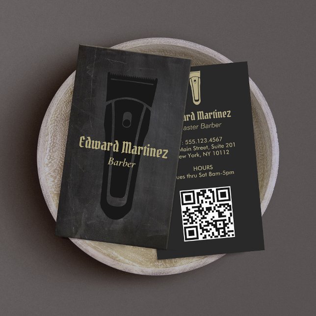 Black Barber Shop Barbershop Electric Hair Clipper Business Card (barber business card)