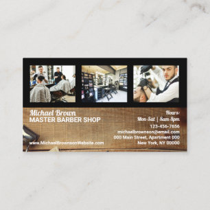 Black Barber shop photo rustic hair salon for men Business Card